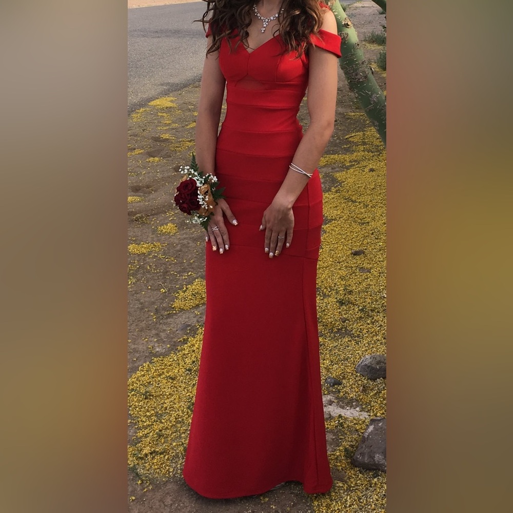 Honey and Rosie Red Floor Length Dress